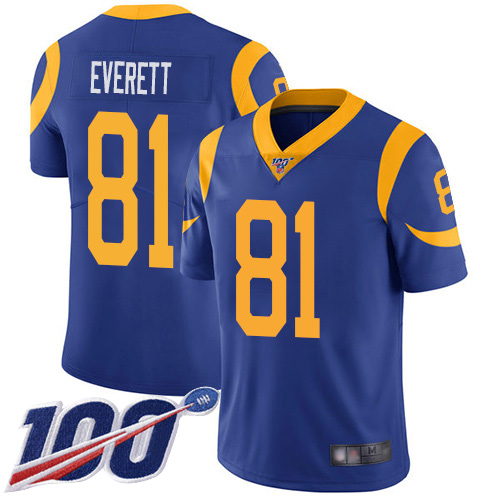 Los Angeles Rams Limited Royal Blue Men Gerald Everett Alternate Jersey NFL Football 81 100th Season Vapor Untouchable